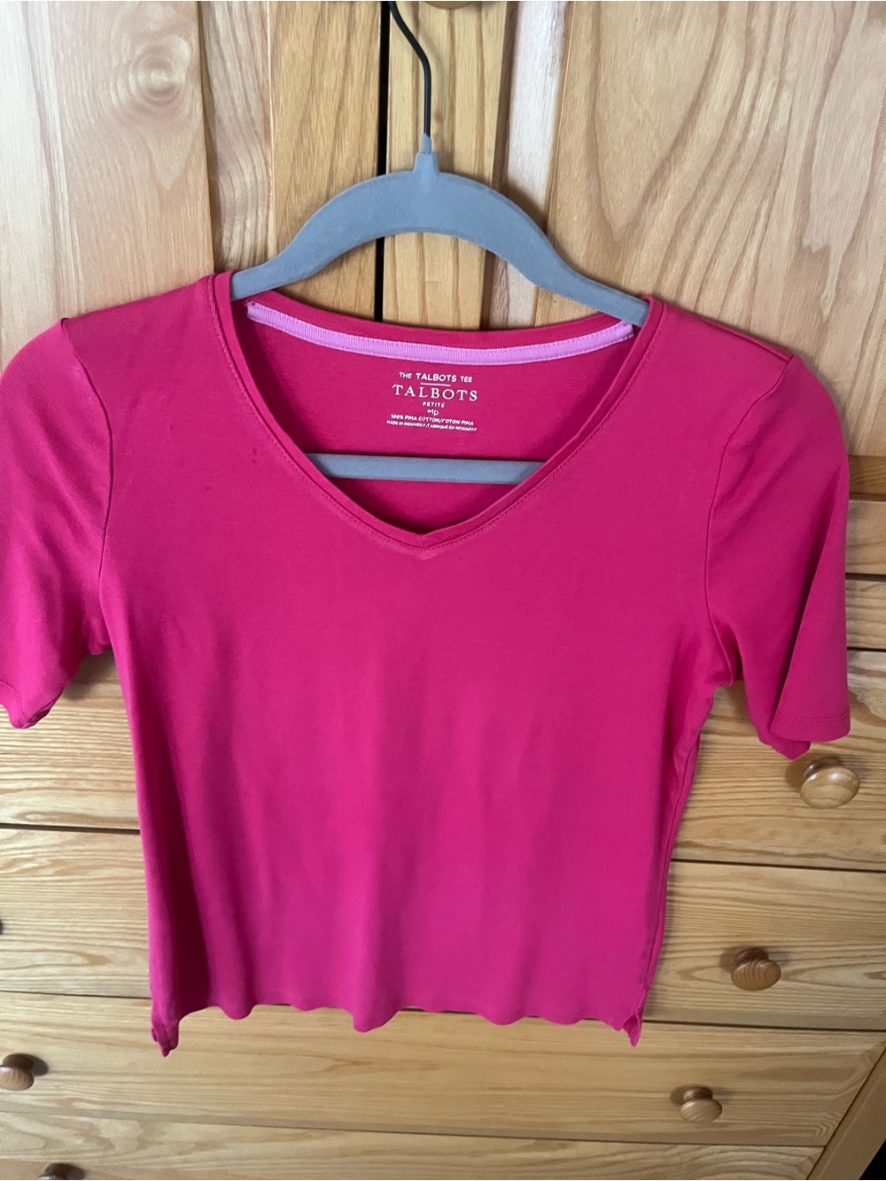 Talbots Women's Pink V-Neck Short Sleeve Top MP